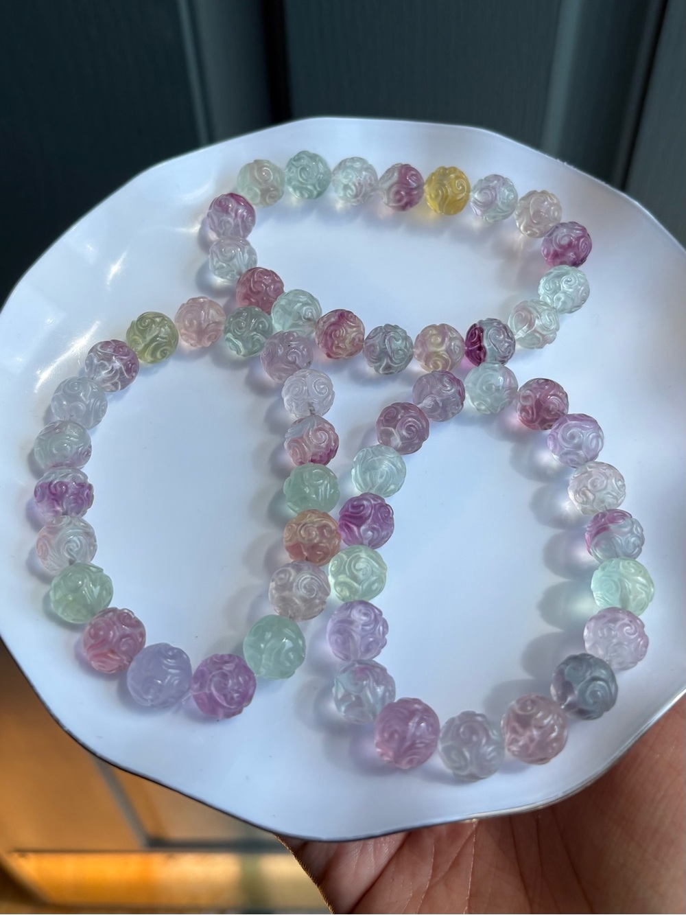 Pastel Fluorite Lucky Cloud Crystal Charm Bracelet 11mm - Picture 10 of 11